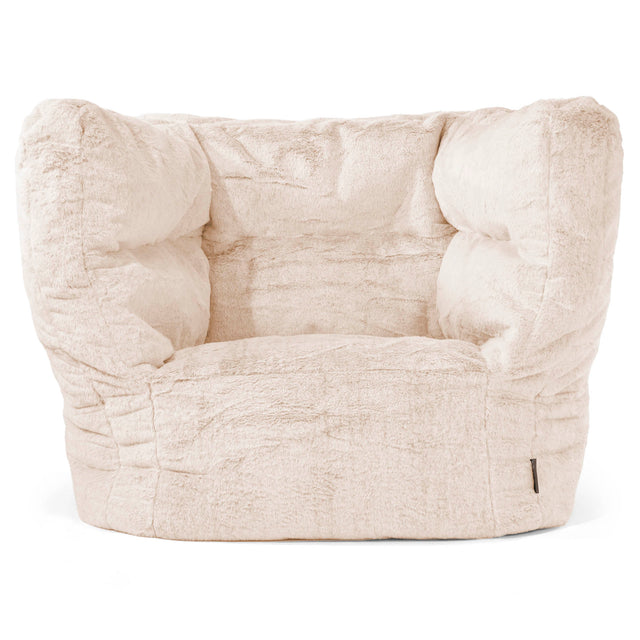 Albert Bean Bag Armchair 2.0 - Fluffy Faux Fur Rabbit White 01