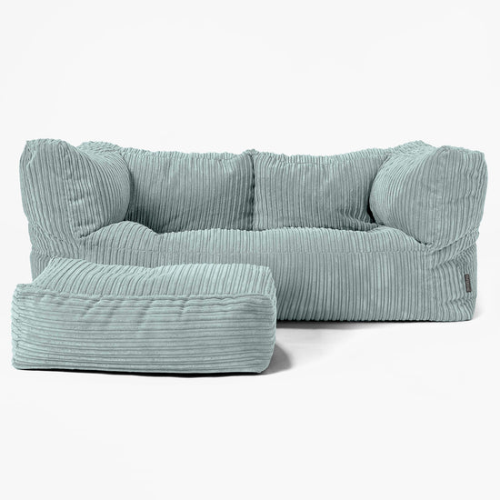 The 2 Seater Albert Sofa Bean Bag - Cord Mint Green 02
