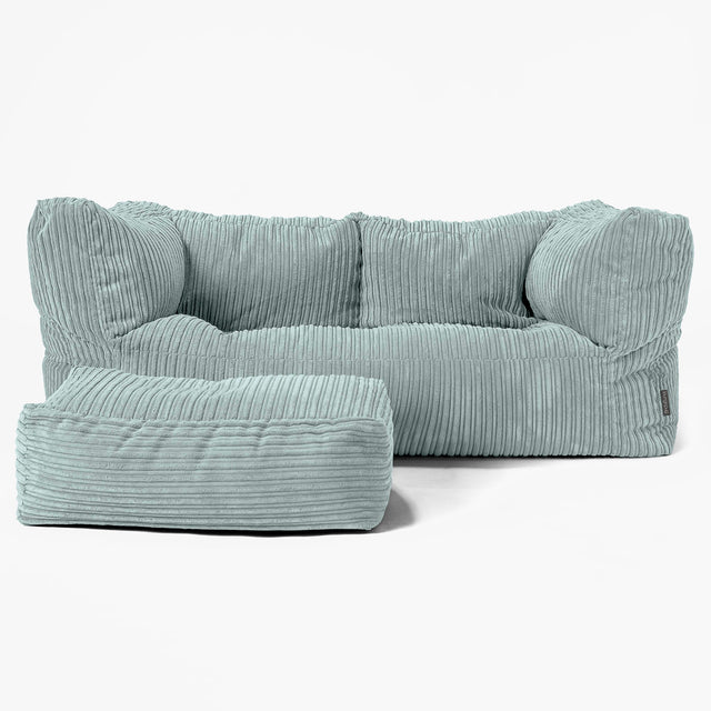 The 2 Seater Albert Sofa Bean Bag - Cord Mint Green 02