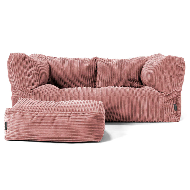 The 2 Seater Albert Sofa Bean Bag - Cord Peach 02