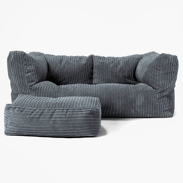 The 2 Seater Albert Sofa Bean Bag - Cord Slate Grey 02