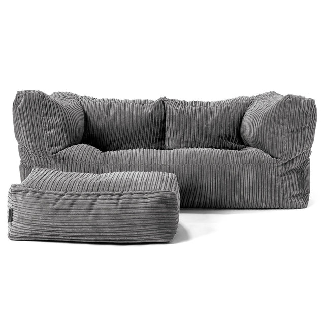 The 2 Seater Albert Sofa Bean Bag - Cord Slate Grey 02