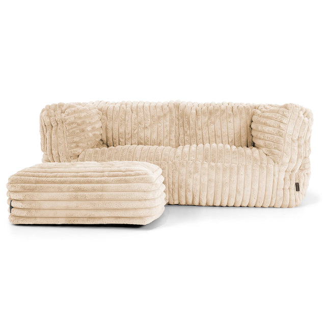 The 2 Seater Albert Sofa Bean Bag - Ultra Plush Cord Cream 02
