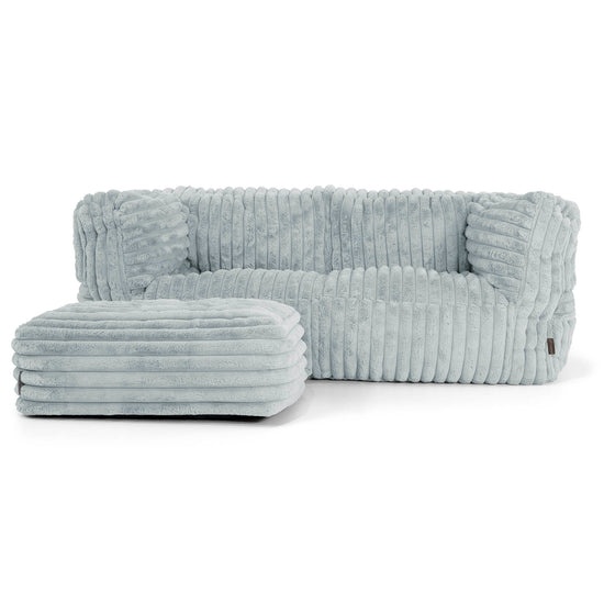 The 2 Seater Albert Sofa Bean Bag - Ultra Plush Cord Duck Egg Blue 02