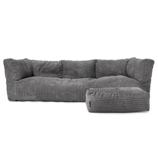 The 3 Seater Albert Sofa Bean Bag - Cord Slate Grey 02