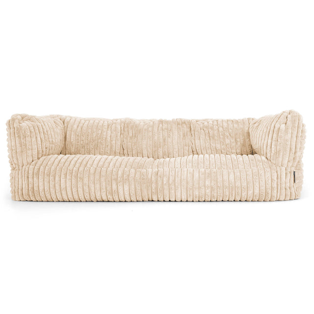 The 3 Seater Albert Sofa Bean Bag - Ultra Plush Cord Cream 01