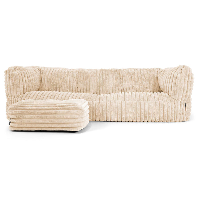 The 3 Seater Albert Sofa Bean Bag - Ultra Plush Cord Cream 02