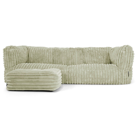 The 3 Seater Albert Sofa Bean Bag - Ultra Plush Cord Sage Green 02
