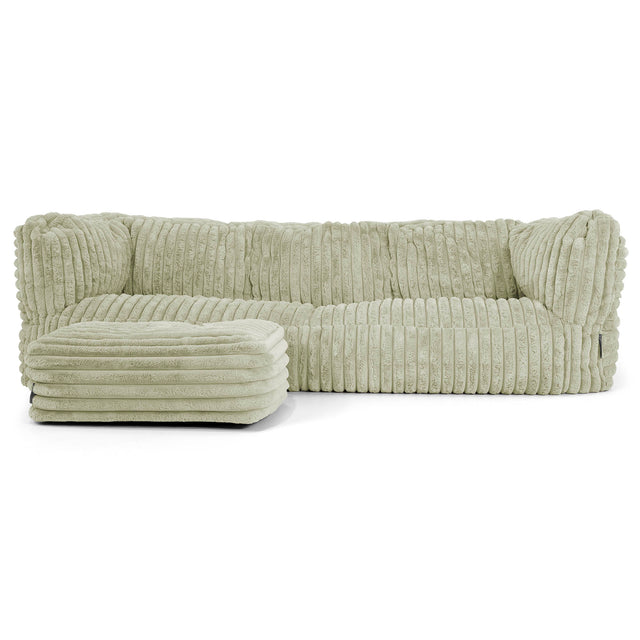 The 3 Seater Albert Sofa Bean Bag - Ultra Plush Cord Sage Green 02