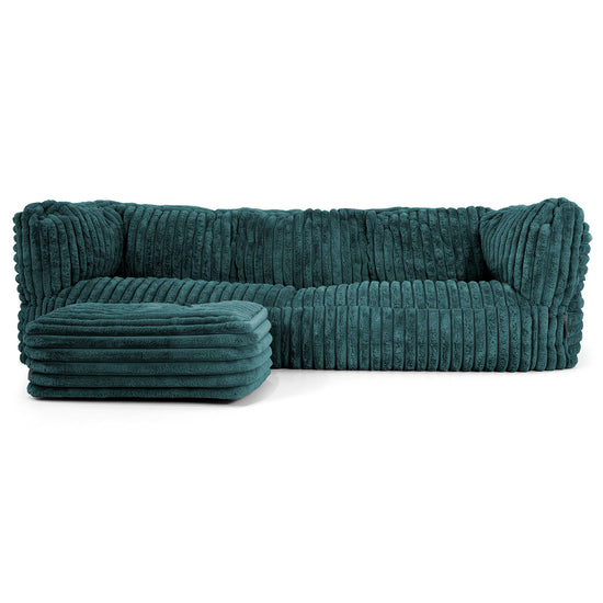 The 3 Seater Albert Sofa Bean Bag - Ultra Plush Cord Teal 02