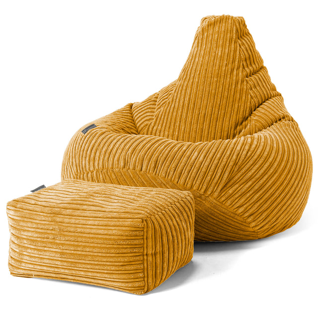 Highback Bean Bag Chair - Cord Golden Honey 01