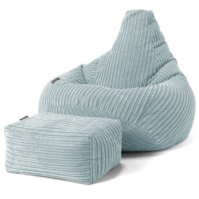 Highback Bean Bag Chair - Cord Mint Green 01
