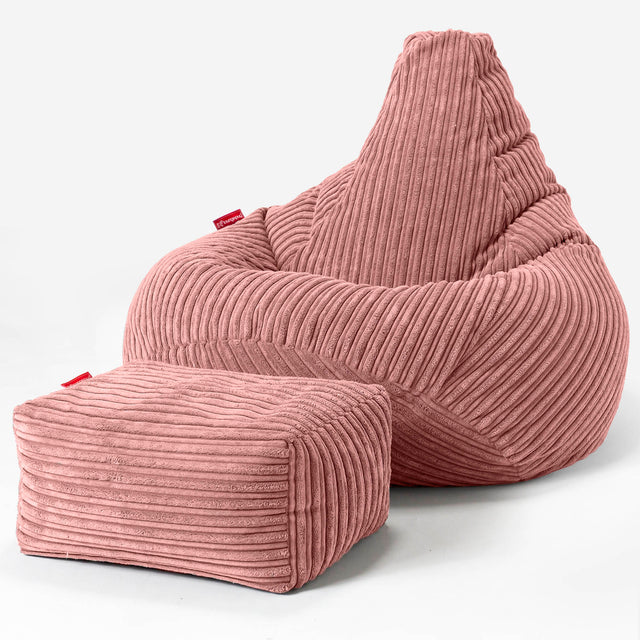 Highback Bean Bag Chair - Cord Peach 01