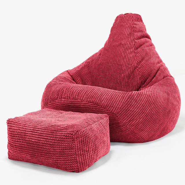 Highback Bean Bag Chair - Pom Pom Pastel Red 01