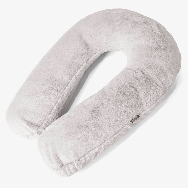 Hug Pillow - Fluffy Faux Fur Rabbit Light Grey 01
