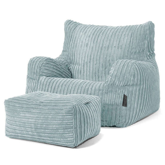 Josephine Bean Bag Armchair - Cord Mint Green 02
