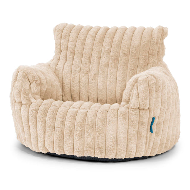 Kids Armchair Bean Bag for Toddlers 1-3 yr - Ultra Plush Cord Cream 01