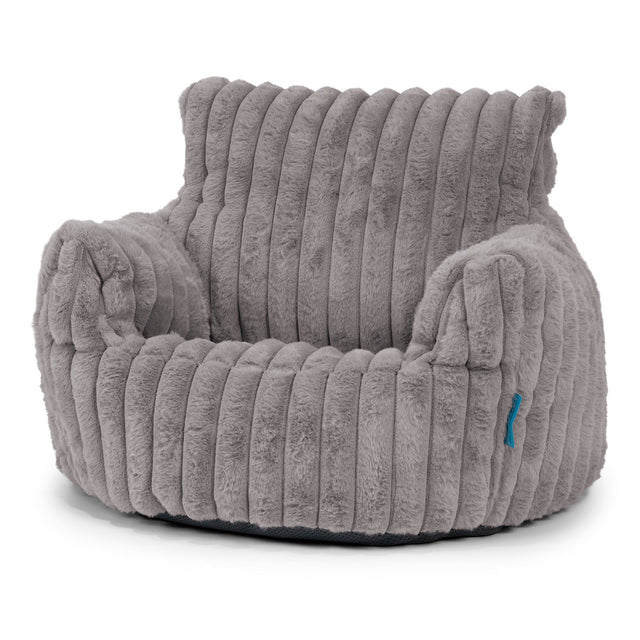 Kids Armchair Bean Bag for Toddlers 1-3 yr - Ultra Plush Cord Grey 01