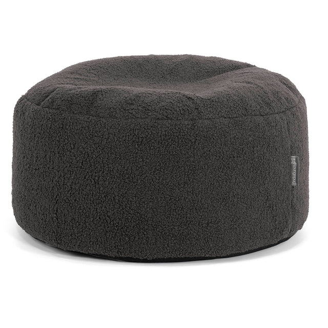 Large Round Footstool - Boucle Graphite Grey 01