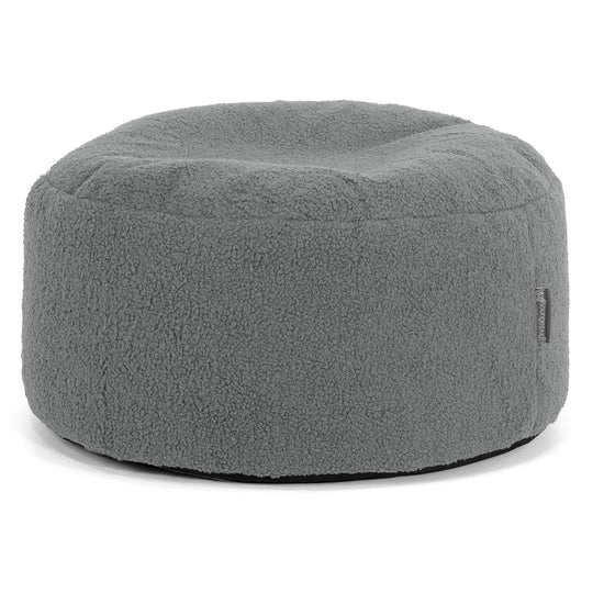 Large Round Footstool - Boucle Grey 01