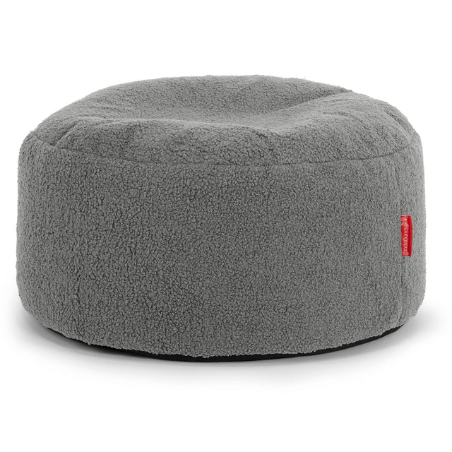 Large Round Footstool - Boucle Grey 01