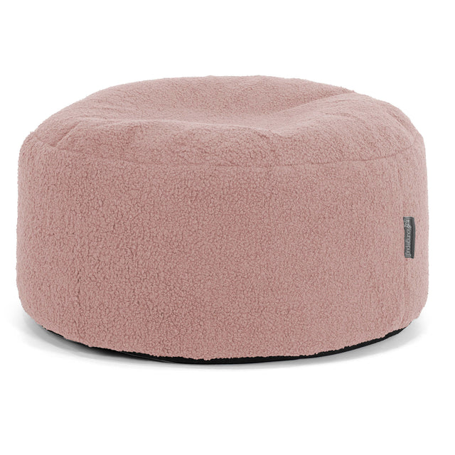 Large Round Footstool - Boucle Pink 01