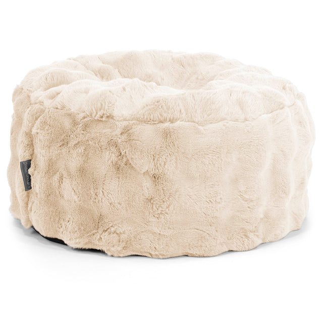 Large Round Footstool - Bubble Faux Fur Cream 01