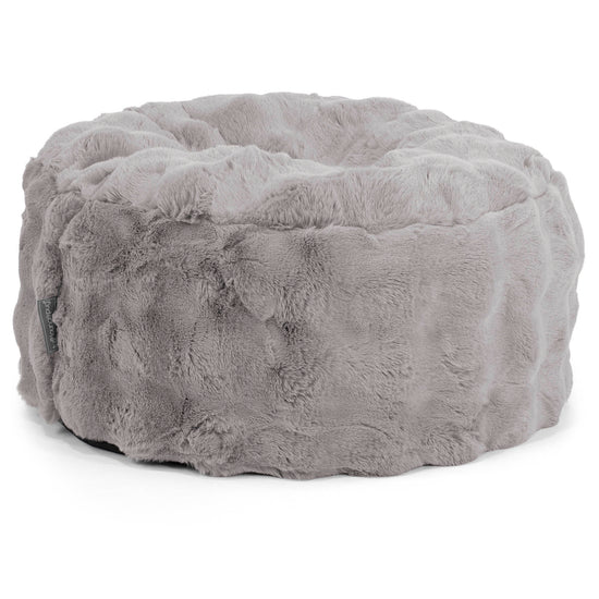 Large Round Footstool - Bubble Faux Fur Grey 01