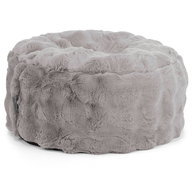 Large Round Footstool - Bubble Faux Fur Grey 01