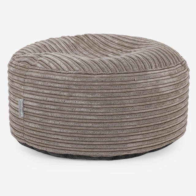 Large Round Footstool - Cord Dovetail Grey 01