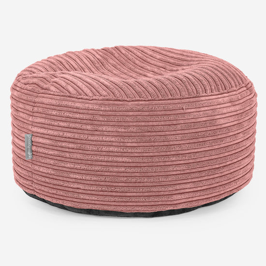 Large Round Footstool - Cord Peach 01