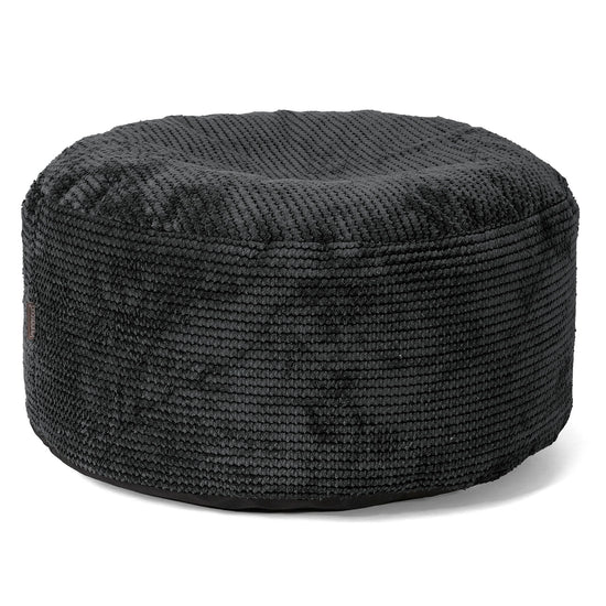 Large Round Footstool - Pom Pom Black 01
