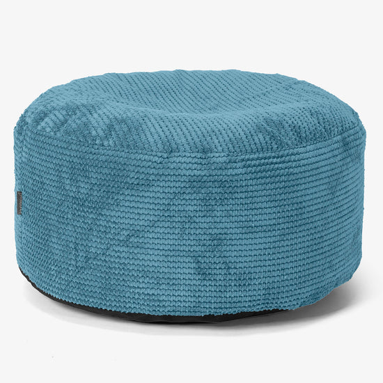 Large Round Footstool - Pom Pom Aegean Blue 01