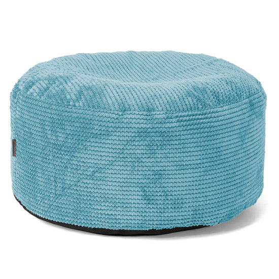 Large Round Footstool - Pom Pom Aegean Blue 01