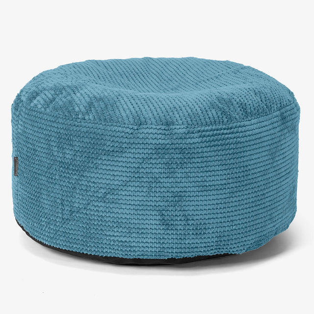 Large Round Footstool - Pom Pom Aegean Blue 01