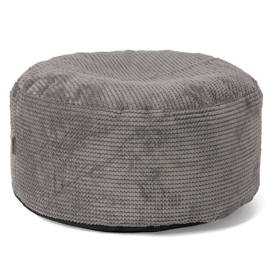 Large Round Footstool - Pom Pom Charcoal Grey 01
