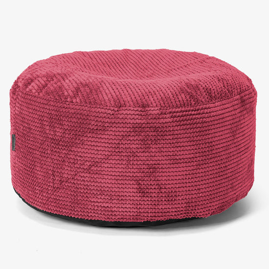 Large Round Footstool - Pom Pom Pastel Red 01