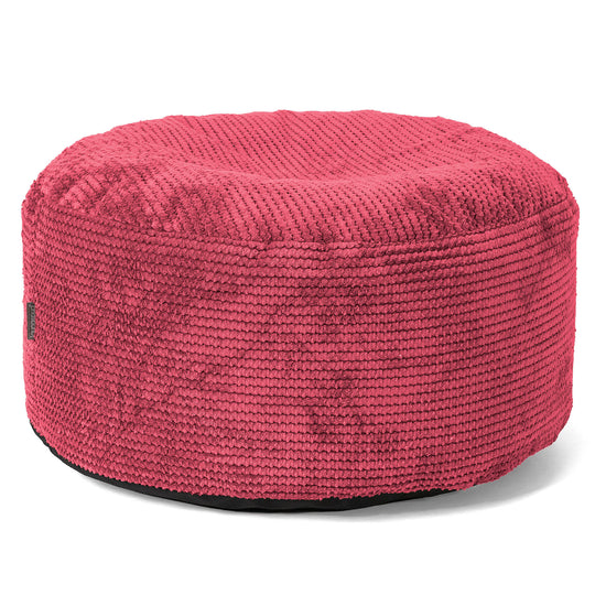 Large Round Footstool - Pom Pom Pastel Red 01