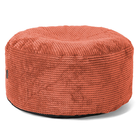 Large Round Footstool - Pom Pom Pumpkin Orange 01