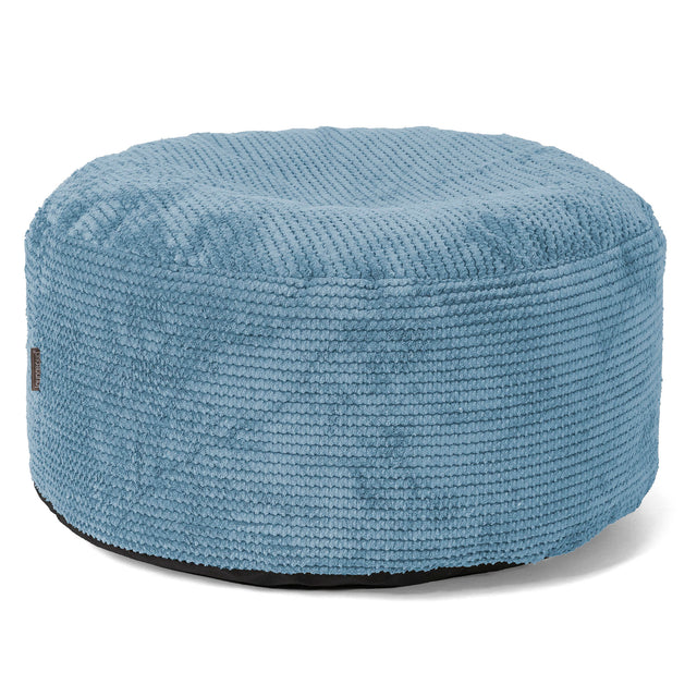 Large Round Footstool - Pom Pom Sky Blue 01