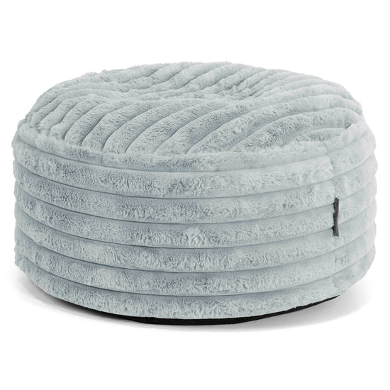 Large Round Footstool - Ultra Plush Cord Duck Egg Blue 01