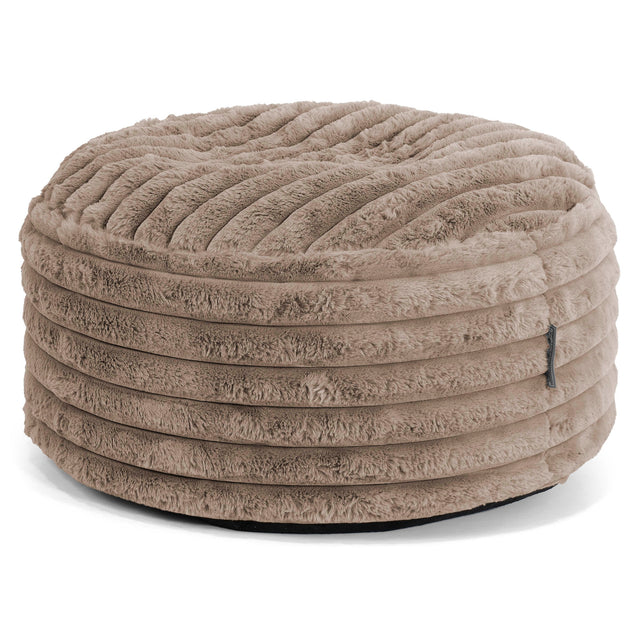 Large Round Footstool - Ultra Plush Cord Minky 01