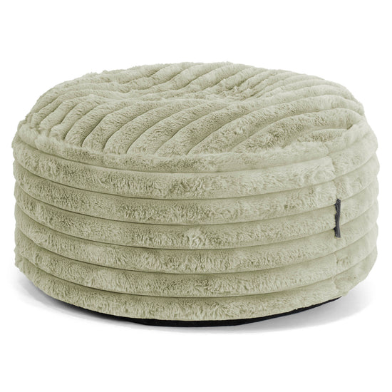 Large Round Footstool - Ultra Plush Cord Sage Green 01