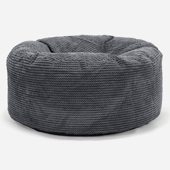 Large Round Pouffe - Pom Pom Black 01