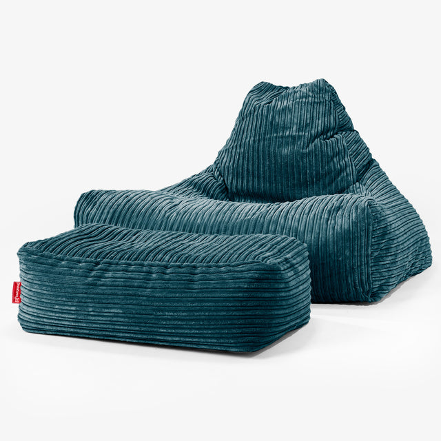 Lounger Beanbag - Cord Teal Blue 02