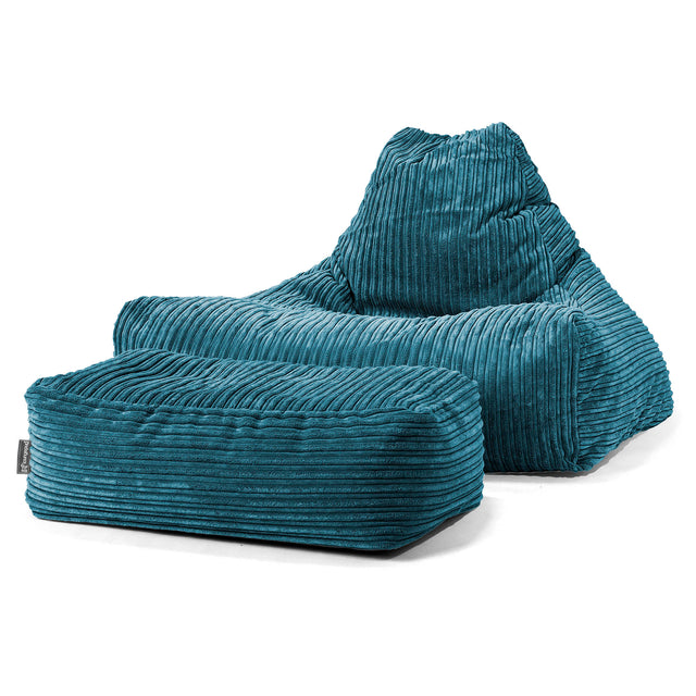 Lounger Beanbag - Cord Teal Blue 02