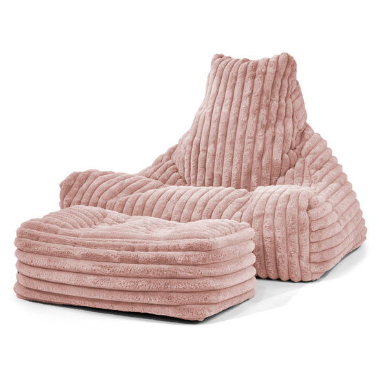 Lounger Beanbag - Ultra Plush Cord Dusty Pink 02