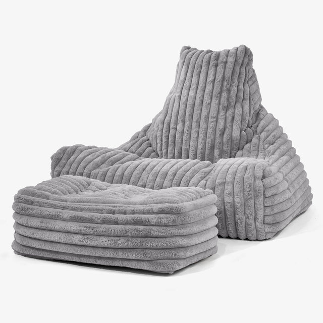 Lounger Beanbag - Ultra Plush Cord Grey 02