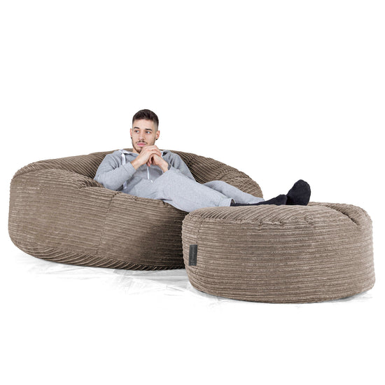 Mega Mammoth Bean Bag Sofa - Cord Dovetail Grey 02