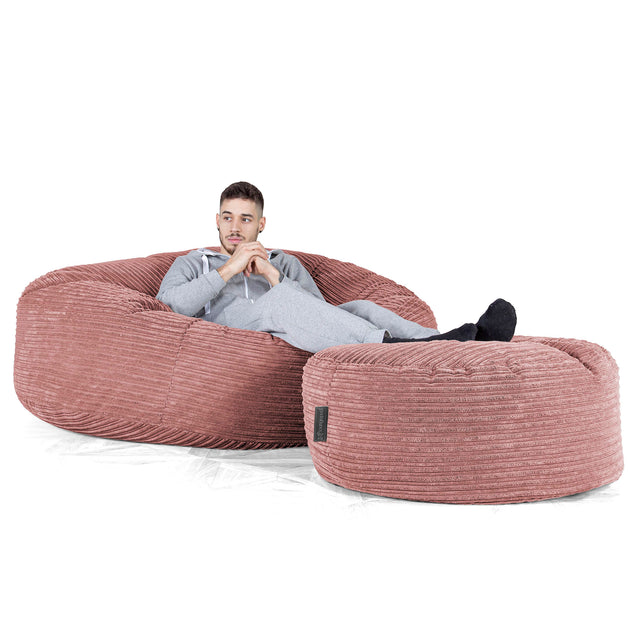 Mega Mammoth Bean Bag Sofa - Cord Peach 02